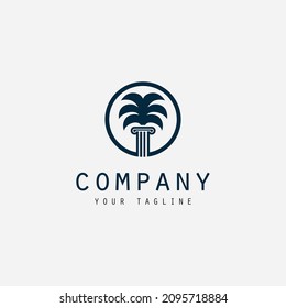 palm tree illustration logo design