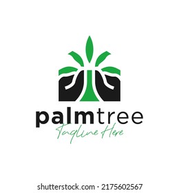 palm tree illustration logo design