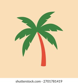 Palm tree illustration on a light orange background, a simple design, perfect for summer, vacation, or tropical themed projects and designs