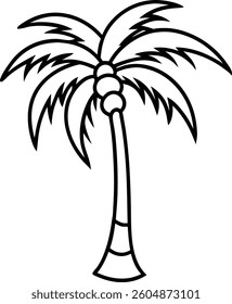 palm tree illustration in simple line art vector illustration