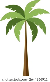 Palm tree illustration, simple tropical tree representing vacation vibes