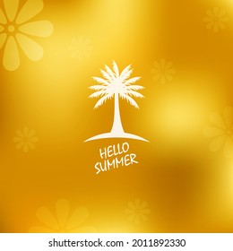 ilustración de la palmera para el logotipo de verano sobre fondo borroso. tarjeta de saludo de verano