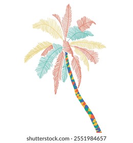 palm tree illustration for t shirt print, greetings, poster, banner