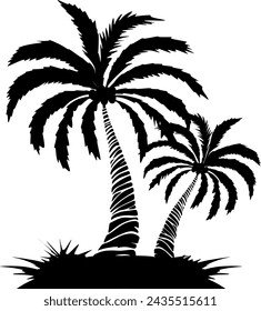 Palm tree illustration. a tropical island with palms. Nature logo icon