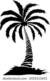 Palm tree illustration. a tropical island with palms. Nature logo icon