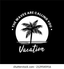 Palm tree illustration vector design. vacation concept. suitable for printing modern t-shirt designs