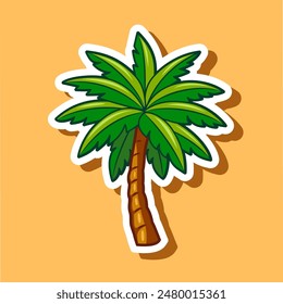 Palm tree illustration. Vector sticker.