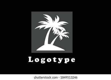 Logo de la imagen de la palma en colores de fondo negro