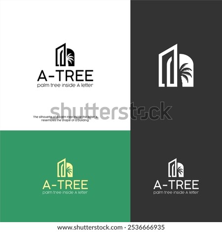 palm tree inside the letter A which resembles the shape of buildings and structures. 