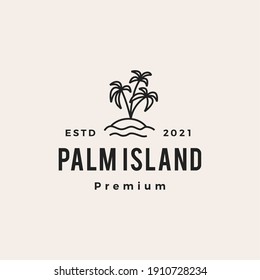 palm tree island hipster vintage logo vector icon illustration