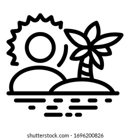 Palm tree island icon. Outline palm tree island vector icon for web design isolated on white background