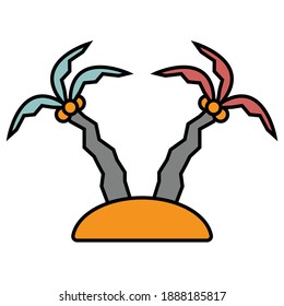 palm tree island icon vector