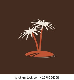 Palm tree island illustration on isolated background