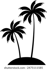 Palm tree island, isolated clip art illustration, vector element