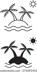 Conjunto de iconos de Vector de isla de palmera