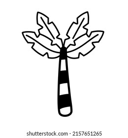 Palm tree isolated doodle icon. Vector illustration.