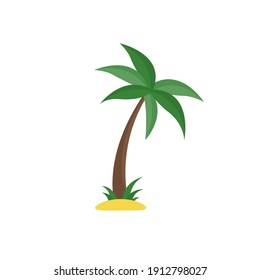 Palm tree isolated on white background. Flat style. Vector illustration