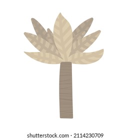 palm tree isolated on white background, childish illustration for designs and print