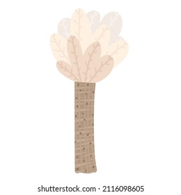 palm tree isolated on white background, childish illustration for designs and print
