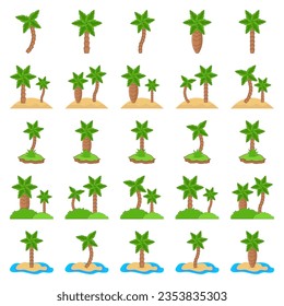 Palm tree isolated on white background. Beautiful palma vectro trees set vector illustration