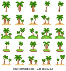 Palm tree isolated on white background. Beautiful palma vectro trees set vector illustration