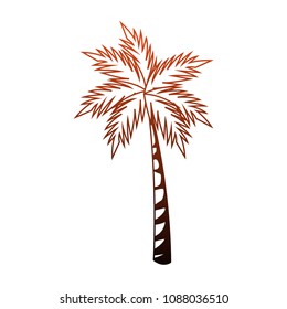 Palm tree isolated in orange lines