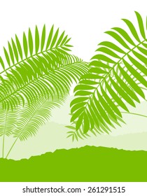 Palm tree landscape ecology environment green concept background vector 