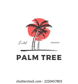 Palm tree landscape logo design vector illustration