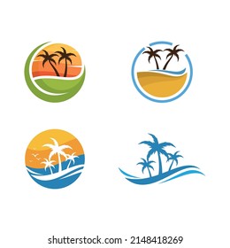 Palm tree leaf  illustration logo template vector design