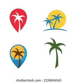 Palm tree leaf  illustration logo template vector design