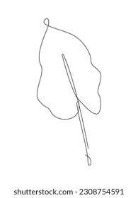 Palmblätterkunst. Tropische Blattzeichnung mit einer Linie.Durchgehende Linienzeichnung tropischer Palmenblätter.Einzel-Linie exotisches Palmenblatt.Skizze mit Blättern.