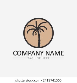Palm tree and palm leaf logo design summer logo template vector illustration