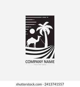 Palmen und Logo aus Palmenblättern - Design Sommerlogo Vorlage Vektorgrafik