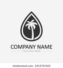Palm tree and palm leaf logo design summer logo template vector illustration