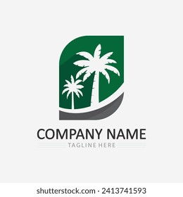 Palm tree and palm leaf logo design summer logo template vector illustration