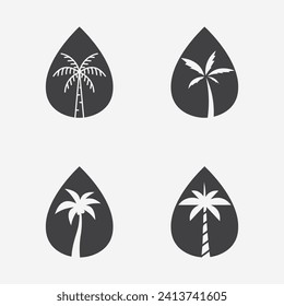 Palm tree and palm leaf logo design summer logo template vector illustration