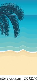palm tree leaf on the beach with turquoise water summer holiday background vector illustration EPS10