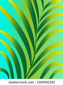 Palm tree leaf on warm sunny background. Tropical pattern vertical. Vector illustration for textile, floral background, cover design, magazine.