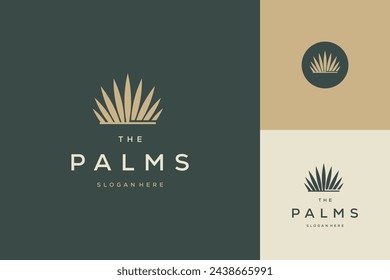 Palm tree leaf shape  luxury logo design