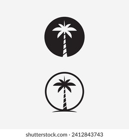 Palm tree and palm leaf  summer logo template vector illustration