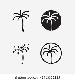 Palm tree and palm leaf summer logo template vector illustration