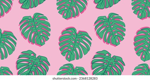 Patrón de fondo de verano tropical de hoja de palmera sin fisuras 