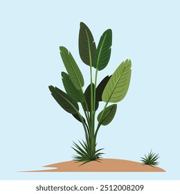 Palm tree with leaf vector Background.