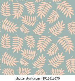 Palm Tree Leaves Cute Seamless Vector Pattern Background Illustration	