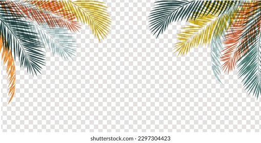 Palm Tree Leaves Leaves Frame Transparent Background With Gradient Mesh, Vector Illustration