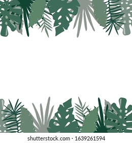 palm tree leaves greeting card. tropical wedding invitation card, gift card