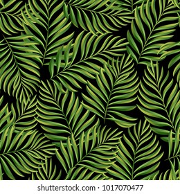 Palm Tree Leaves. Jungle seamless pattern. Tropical background. Vector coconut palm leaves.