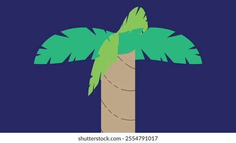 palm tree with leaves on a blue background. vector illustration.