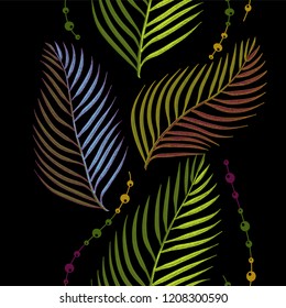 Palm tree leaves seamless pattern.