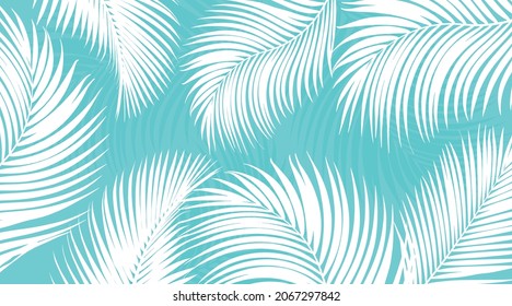 Palm tree leaves. Seamless pattern. Vector background.